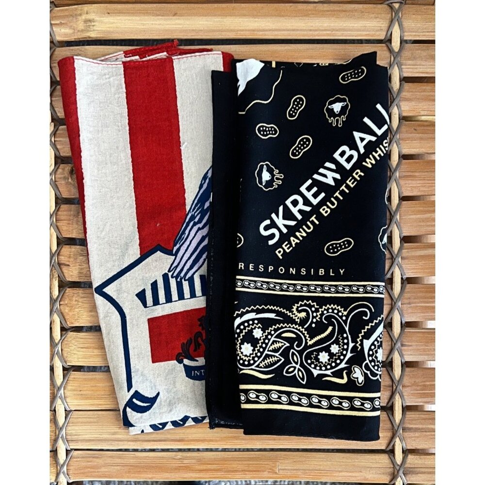 2 bandanas, Seagrams Vodka  & Skewball Whiskey